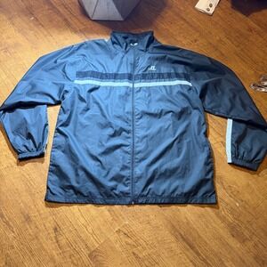 Russell Athletic Mens XL Windbreaker Jacket Full Zip Black Gray Track Top XL